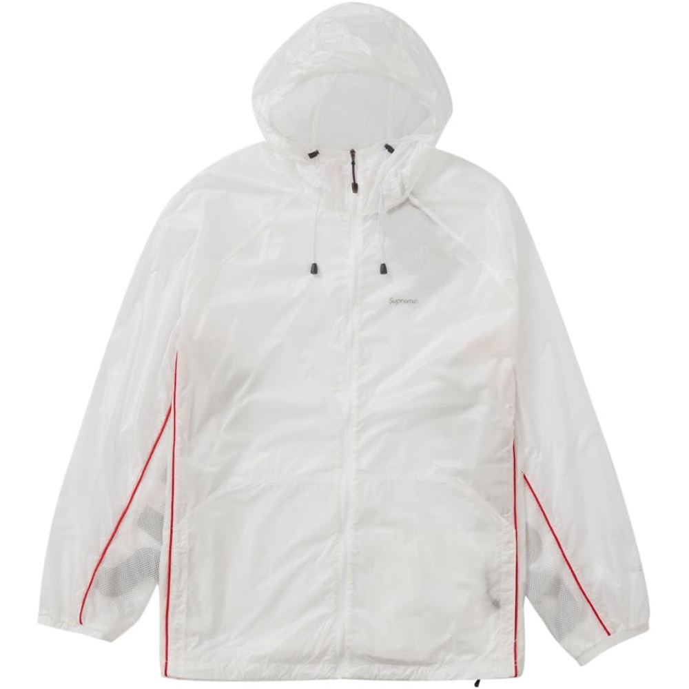 Supreme Men's White Windbreaker with Red Accents